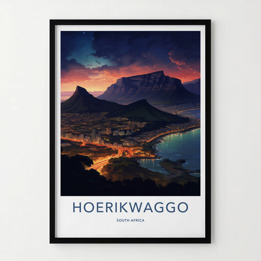 Hoerikwaggo Poster - South Africa Wall Art - Mountain City Twilight Home Decor