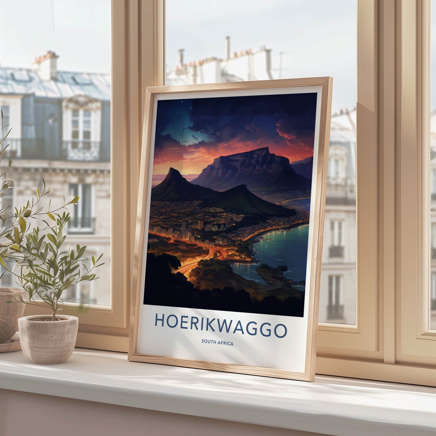 Hoerikwaggo Poster - South Africa Wall Art - Mountain City Twilight Home Decor