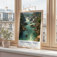 Hogenakkal Falls Poster - India Travel Art - Tamil Nadu River Falls Wall Decor