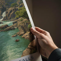Hogenakkal Falls Poster - India Travel Art - Tamil Nadu River Falls Wall Decor