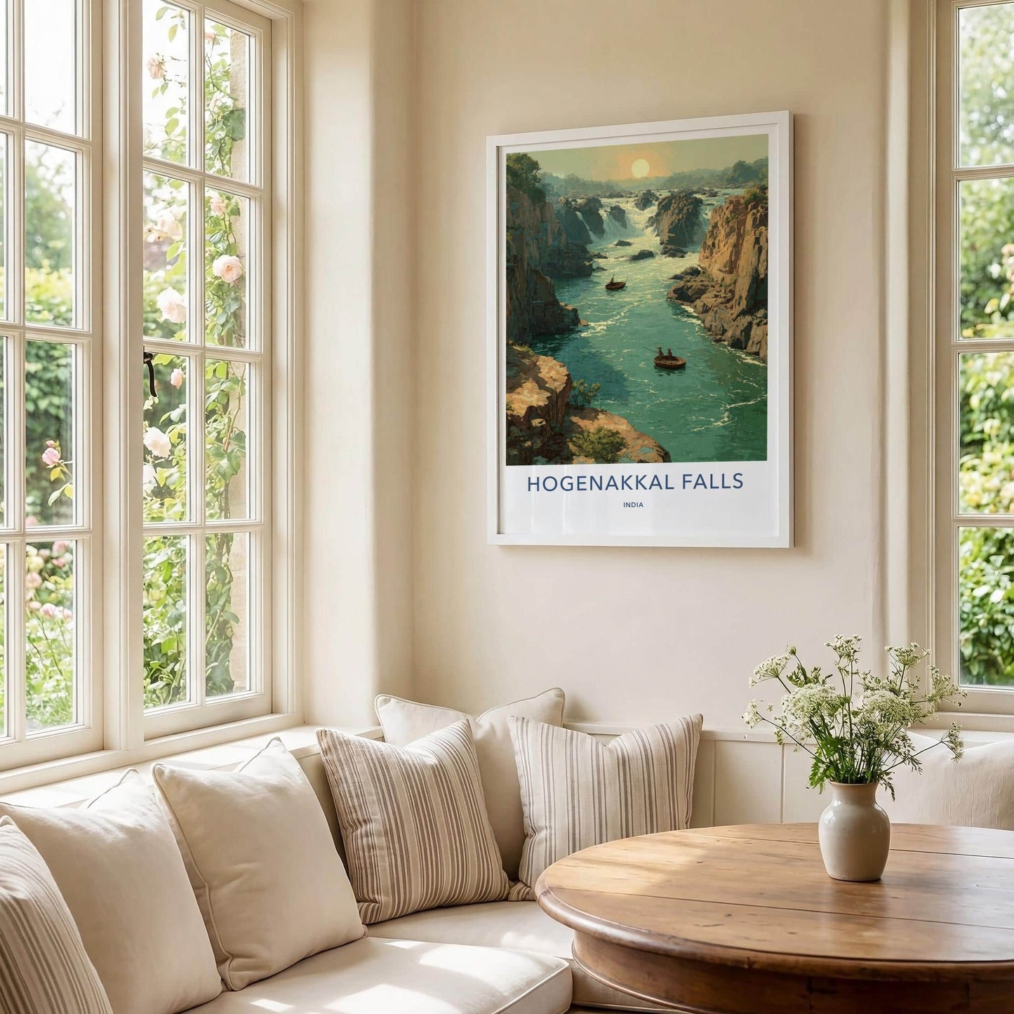 Hogenakkal Falls Poster - India Travel Art - Tamil Nadu Waterfalls Home Decor