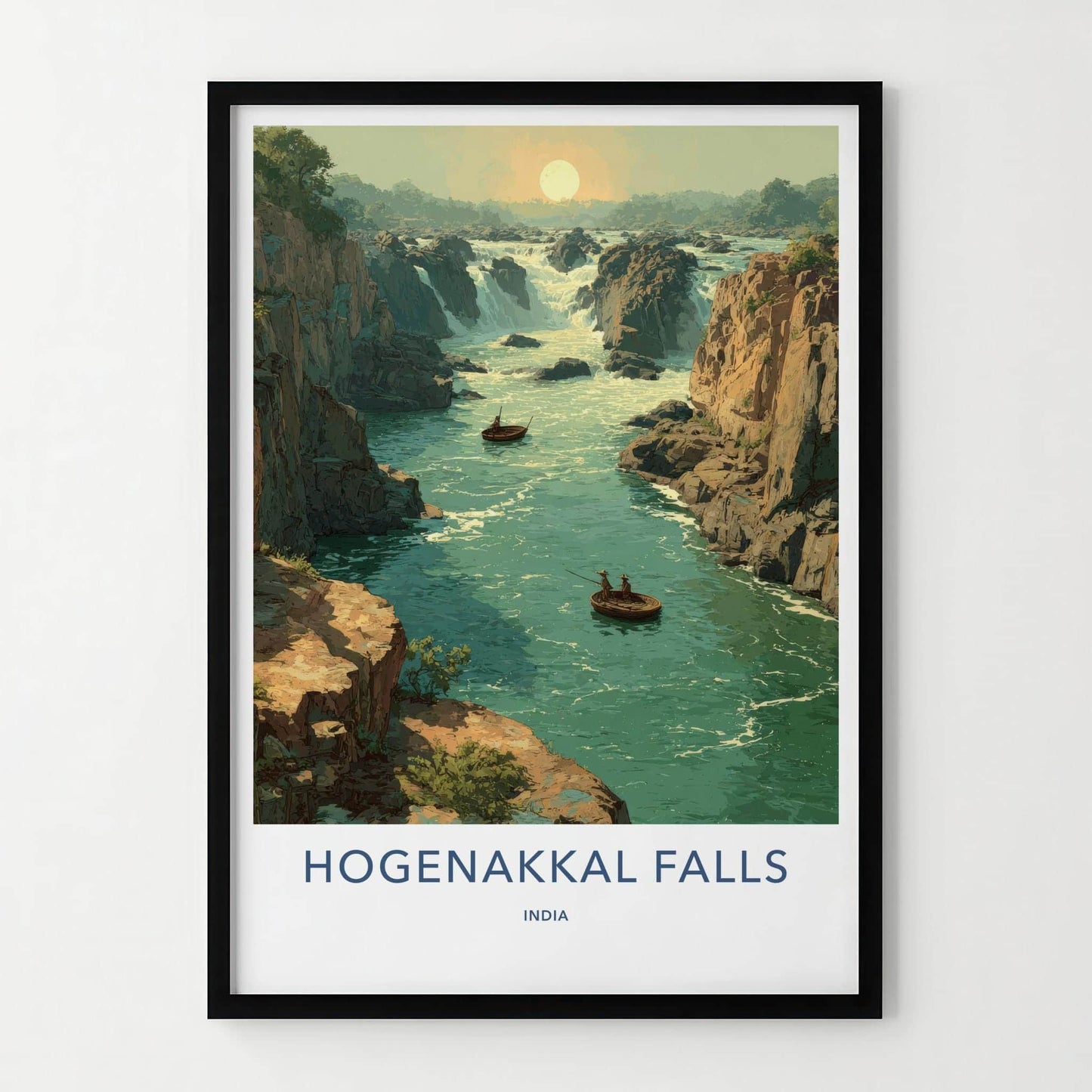 Hogenakkal Falls Poster - India Travel Art - Tamil Nadu Waterfalls Home Decor