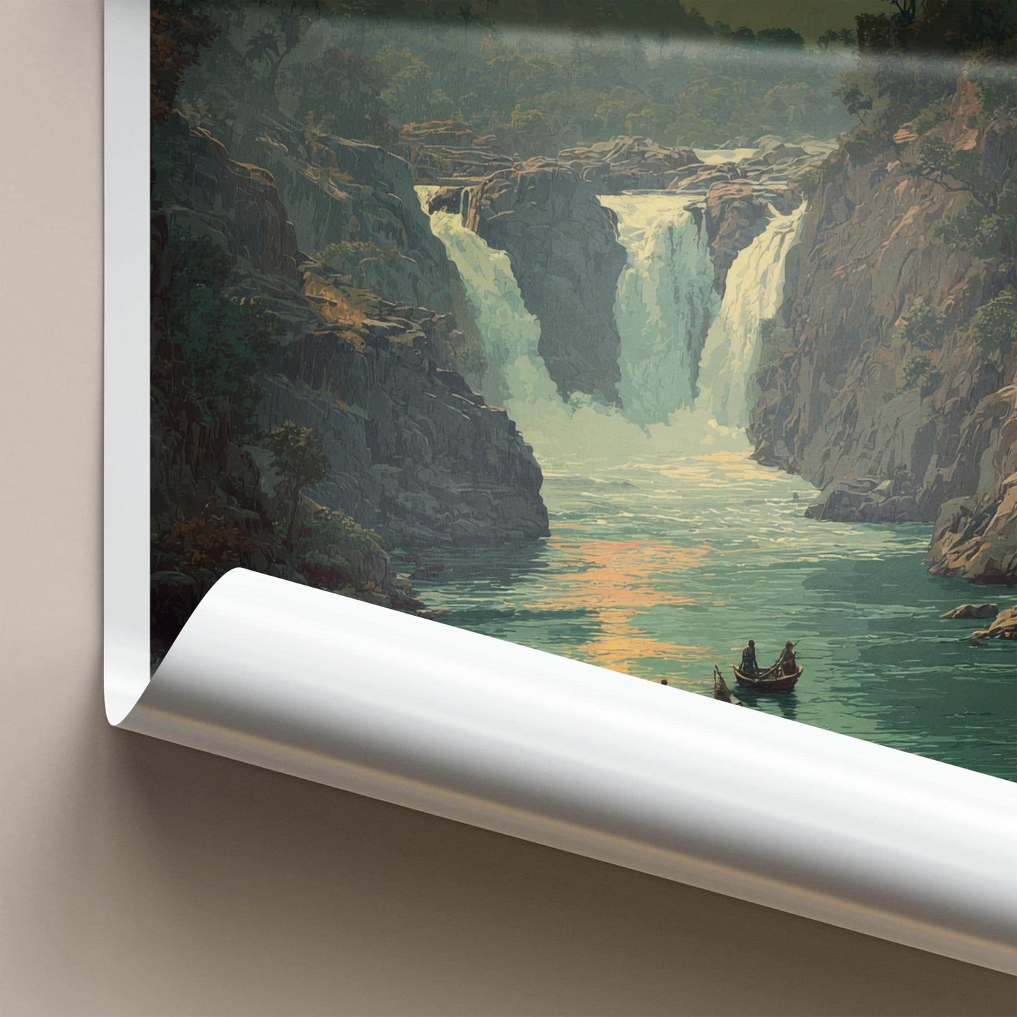 Hogenakkal Falls Poster - India Wall Art - Tamil Nadu River Sunset Gift