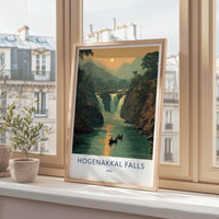 Hogenakkal Falls Poster - India Wall Art - Tamil Nadu River Sunset Gift