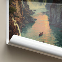 Hogenakkal Poster - India Scenic Art - Tamil Nadu River Boats Home Decor