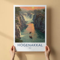 Hogenakkal Poster - India Scenic Art - Tamil Nadu River Boats Home Decor