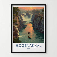 Hogenakkal Poster - India Scenic Art - Tamil Nadu River Boats Home Decor