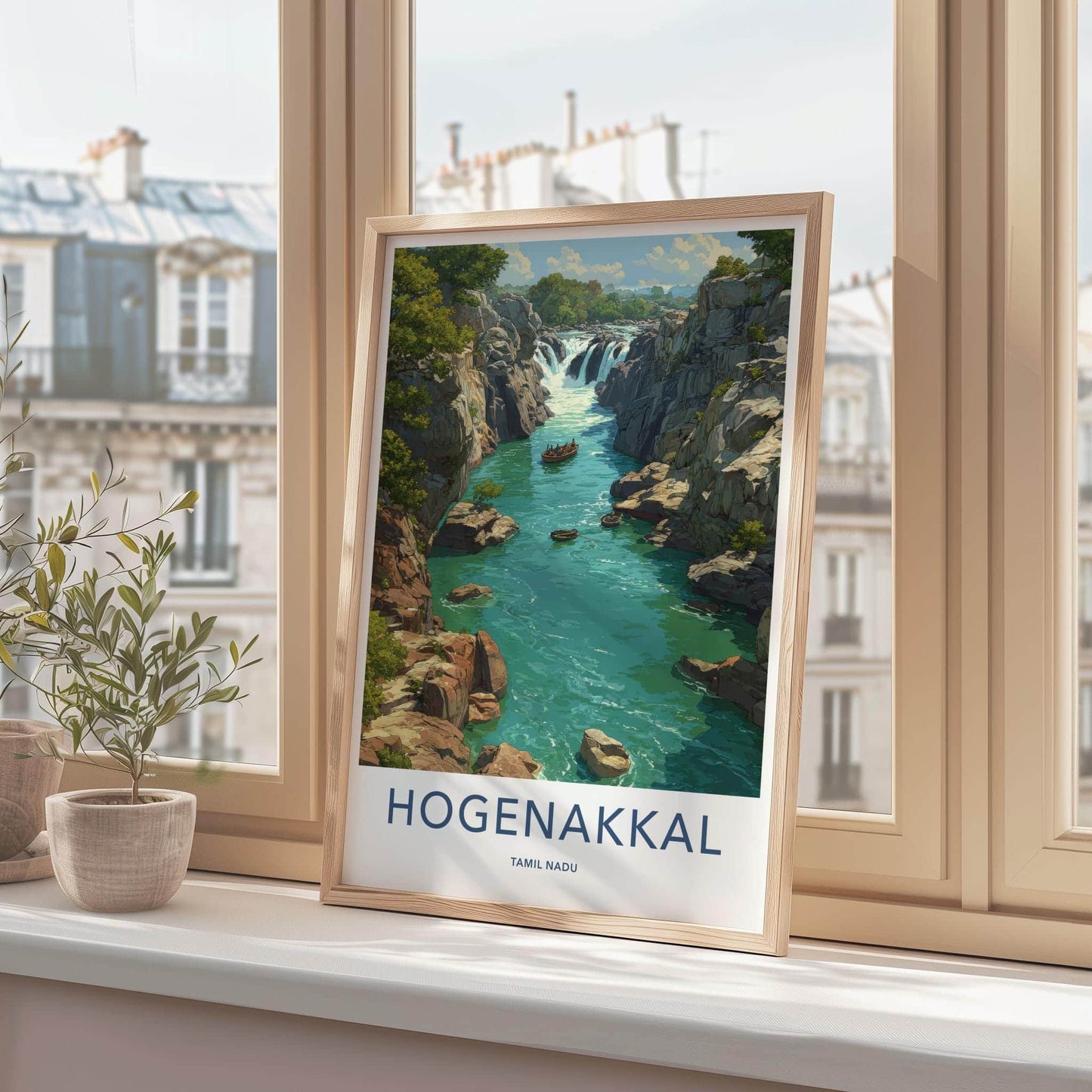 Hogenakkal Poster - India Travel Art - Tamil Nadu Gorge River Waterfall Home Decor