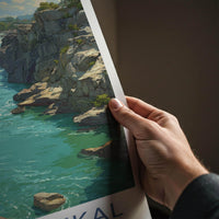 Hogenakkal Poster - India Travel Art - Tamil Nadu Gorge River Waterfall Home Decor