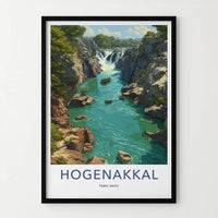 Hogenakkal Poster - India Travel Art - Tamil Nadu Gorge River Waterfall Home Decor