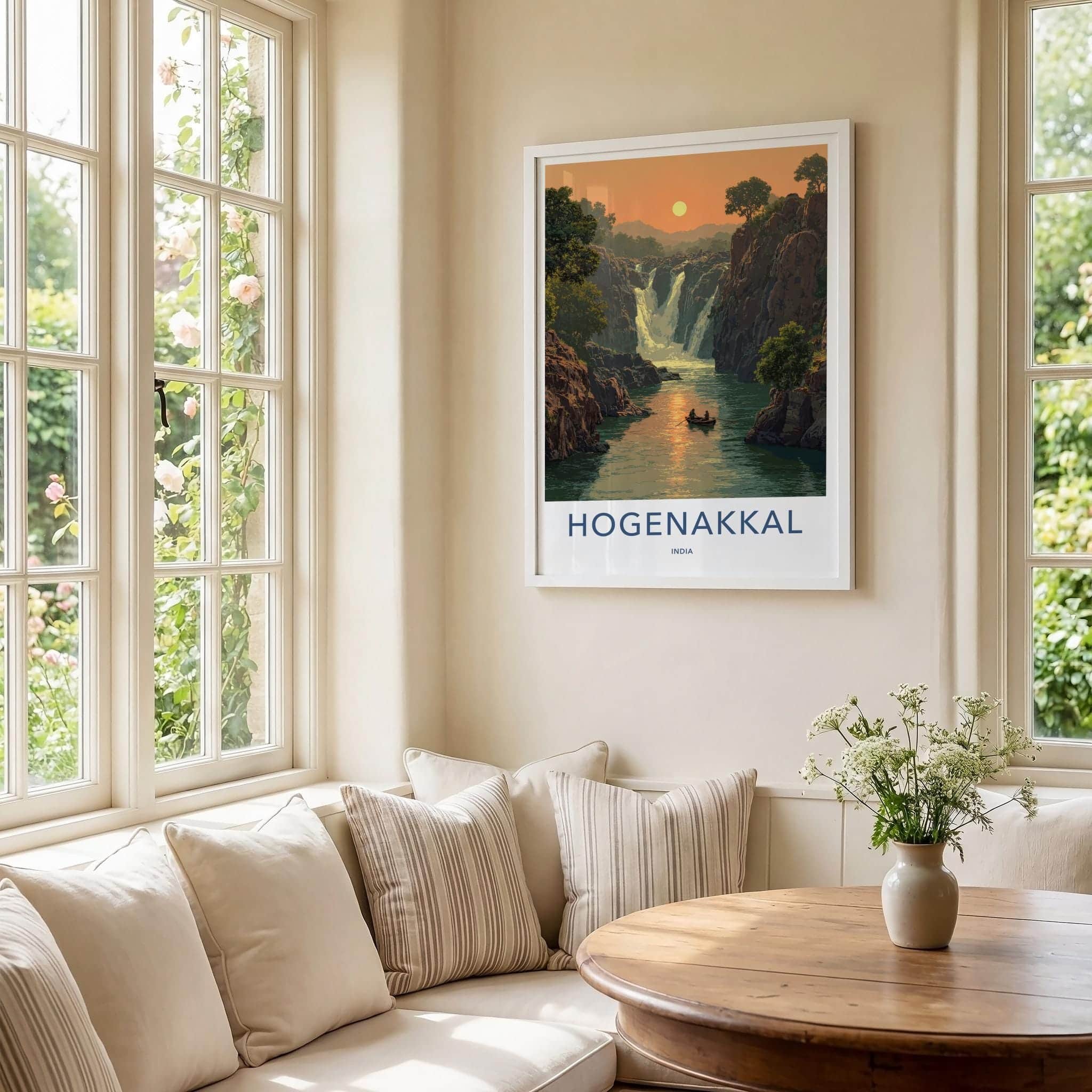 Hogenakkal Poster - India Travel Art - Tamil Nadu River Sunset Home Decor