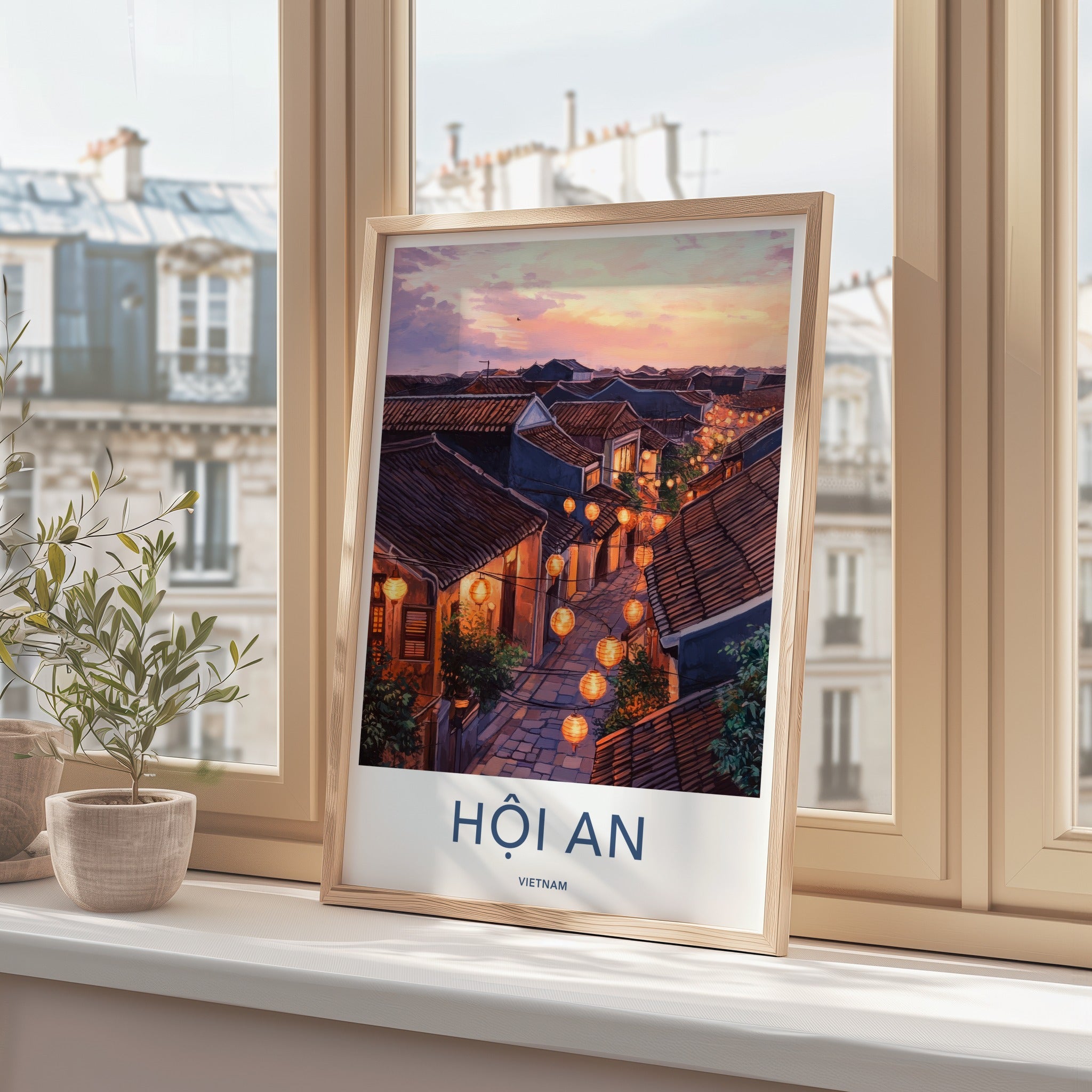 Hoi An Poster - Vietnam Travel Art - Glowing Lanterns Evening Home Decor