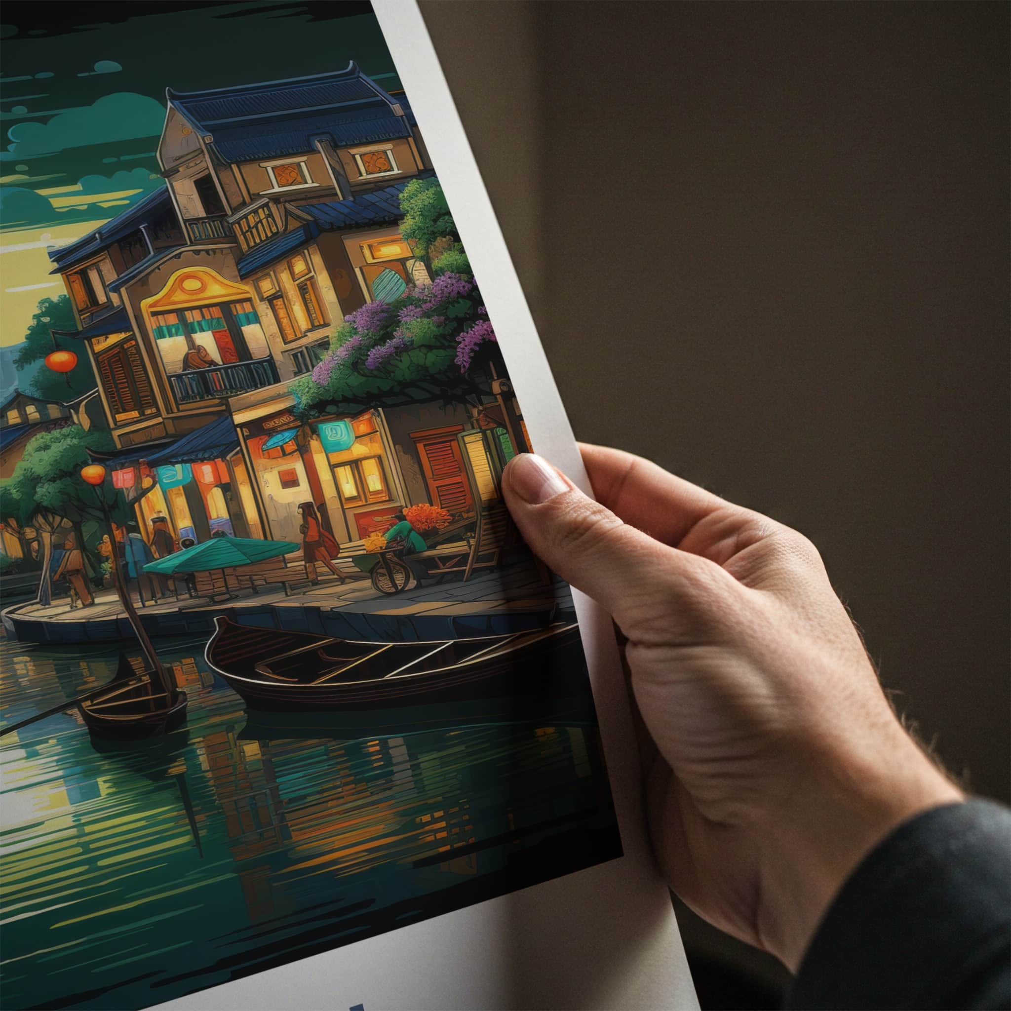 Hoi An Poster - Vietnam Travel Art - Historic Riverside Scene Home Decor