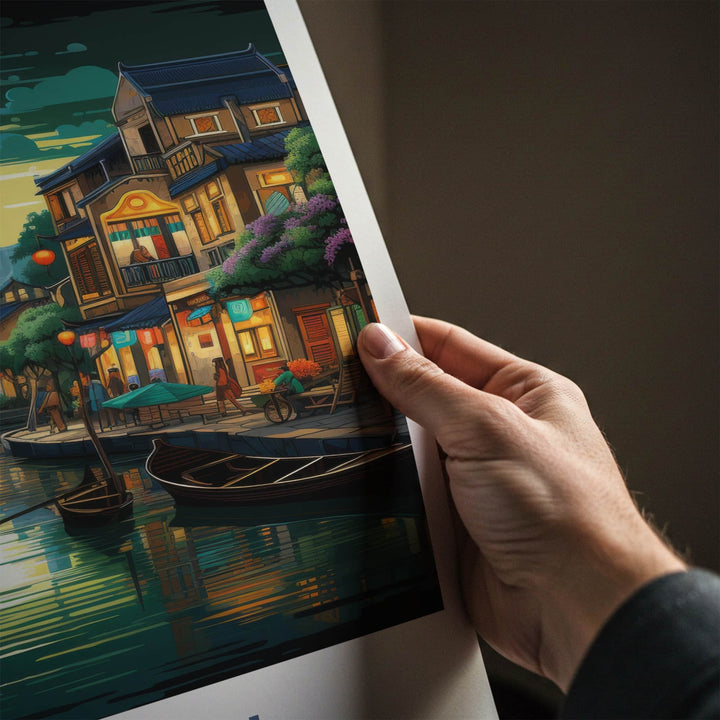 Hoi An Poster - Vietnam Travel Art - Historic Riverside Scene Home Decor