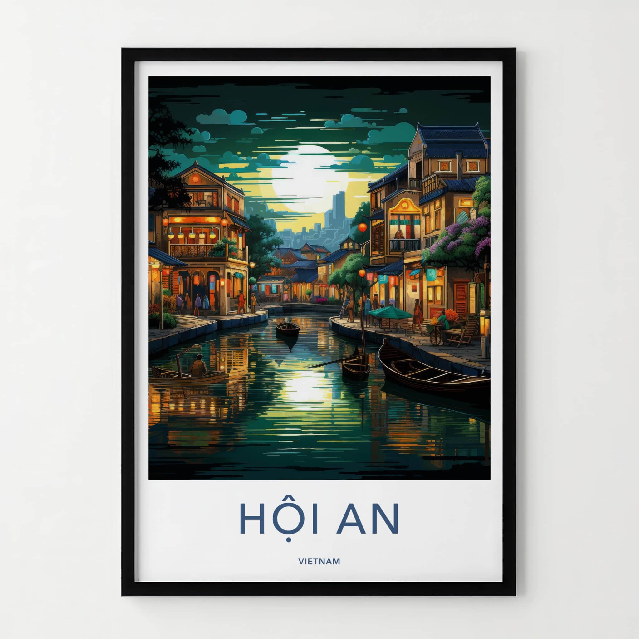 Hoi An Poster - Vietnam Travel Art - Historic Riverside Scene Home Decor
