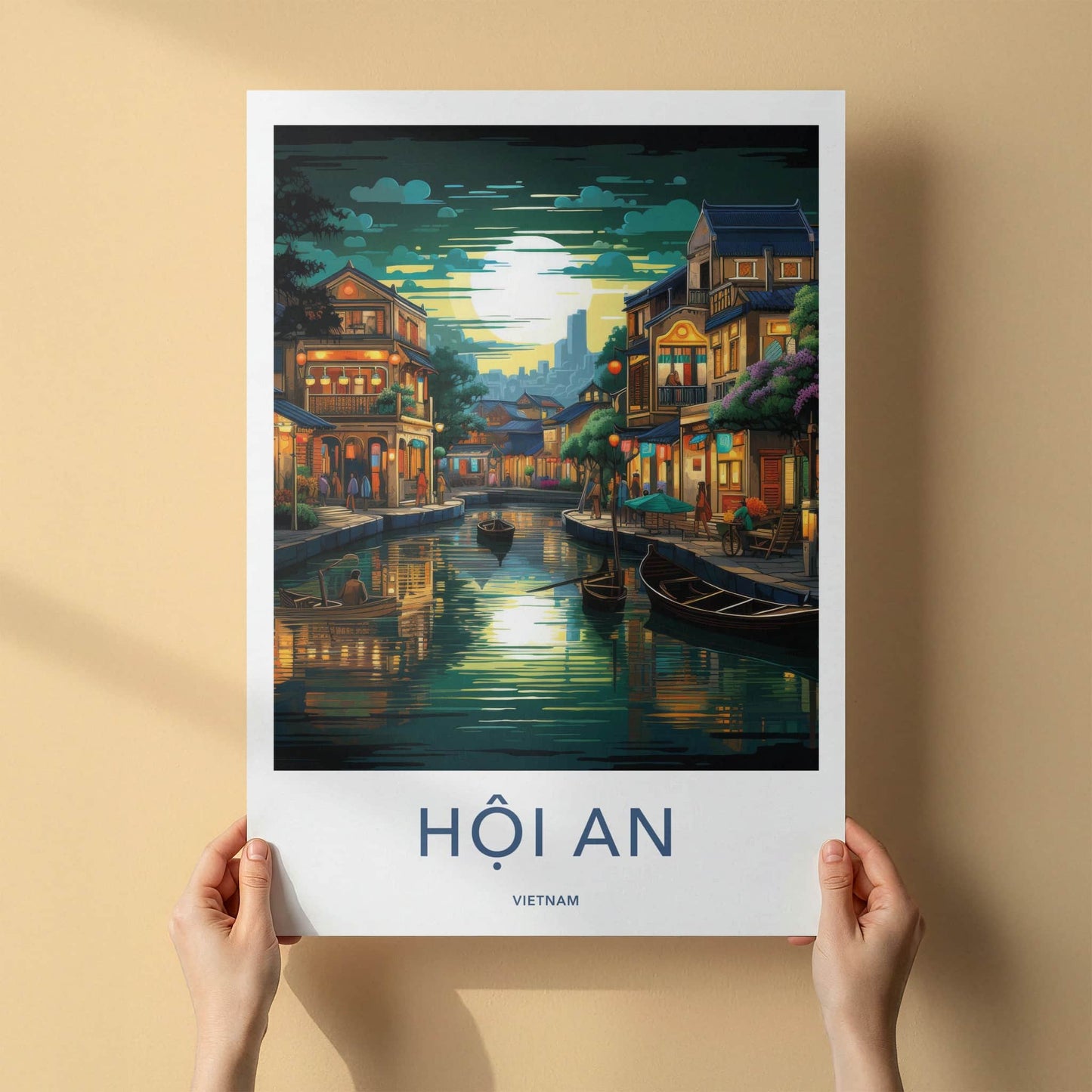 Hoi An Poster - Vietnam Travel Art - Historic Riverside Scene Home Decor