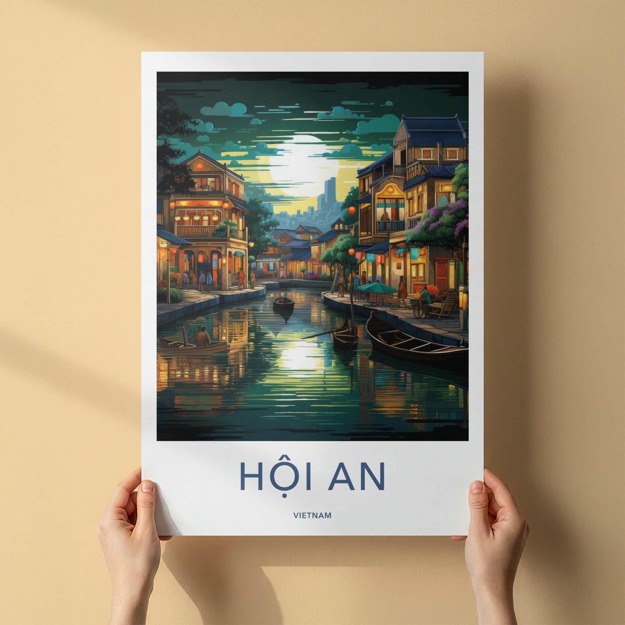 Hoi An Poster - Vietnam Travel Art - Historic Riverside Scene Home Decor
