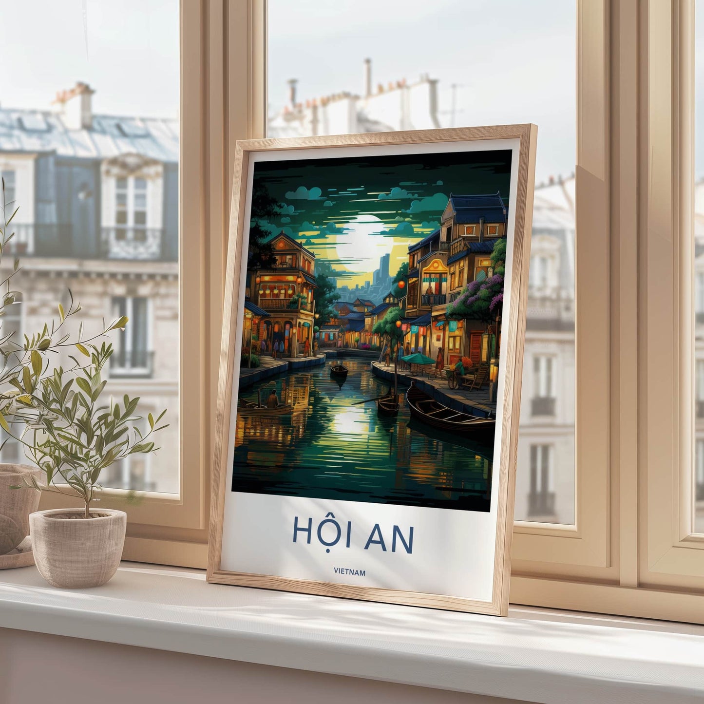 Hoi An Poster - Vietnam Travel Art - Historic Riverside Scene Home Decor