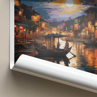 Hoi An Poster - Vietnam Travel Art - Moonlit River Town Home Decor