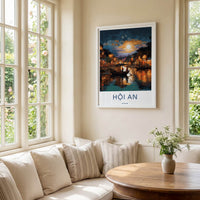 Hoi An Poster - Vietnam Travel Art - Moonlit River Town Home Decor