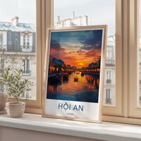 Hoi An Poster - Vietnam Travel Art - Riverside Lantern Sunset Home Decor