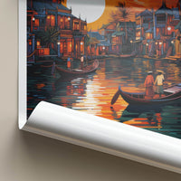 Hoi An Poster - Vietnam Travel Art - Vibrant River Sunset Home Decor