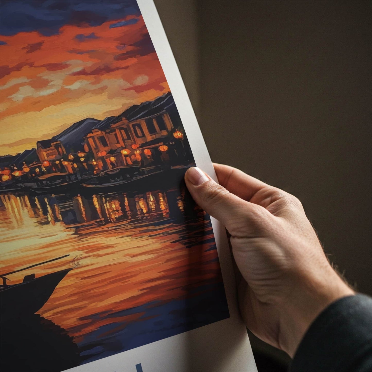 Hoi An Poster - Vietnam Wall Art - Historic Riverfront Lights Home Decor