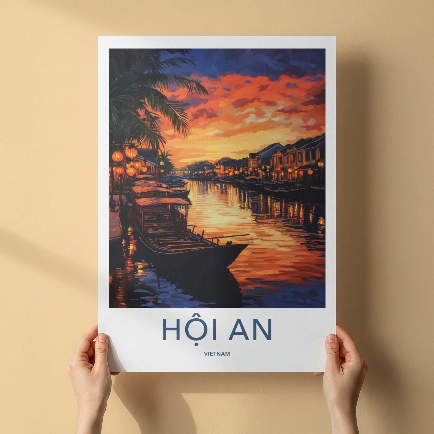 Hoi An Poster - Vietnam Wall Art - Historic Riverfront Lights Home Decor
