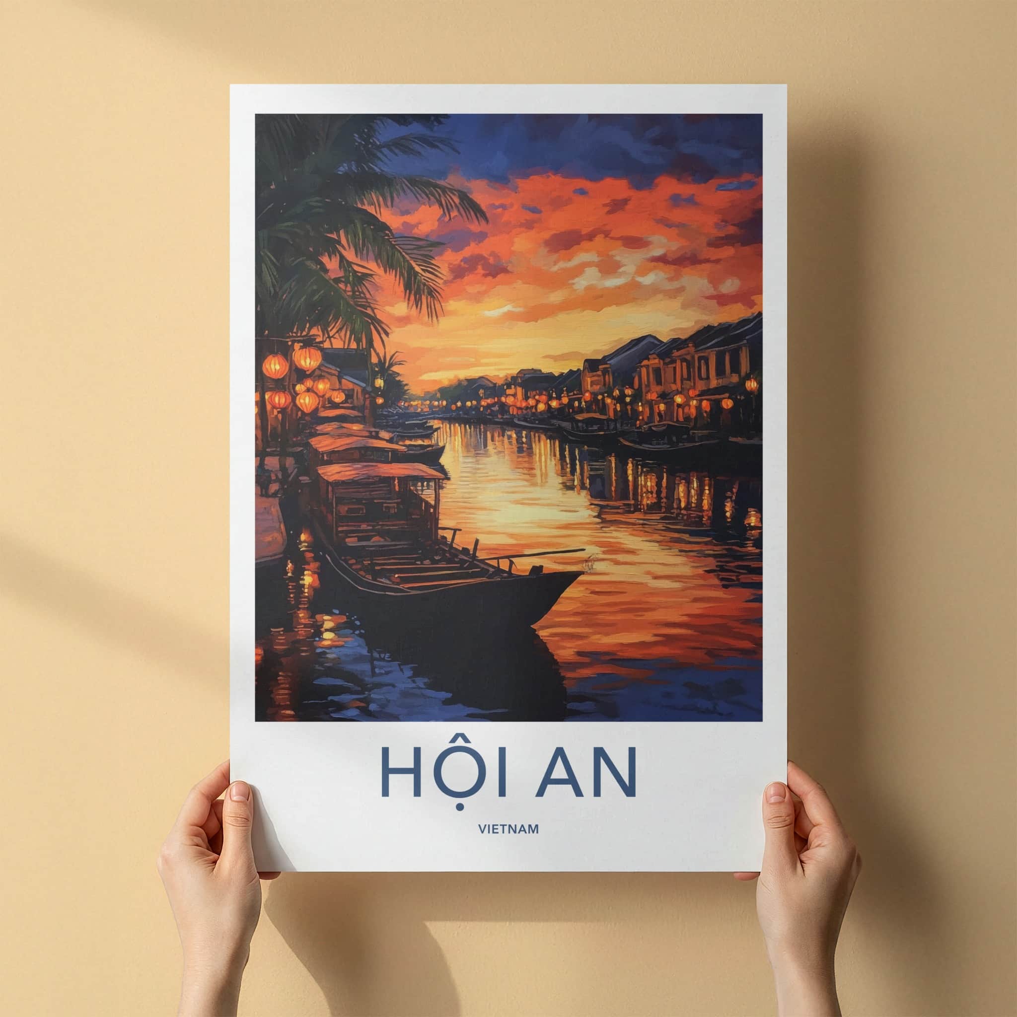 Hoi An Poster - Vietnam Wall Art - Historic Riverfront Lights Home Decor