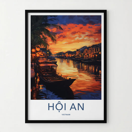 Hoi An Poster - Vietnam Wall Art - Historic Riverfront Lights Home Decor