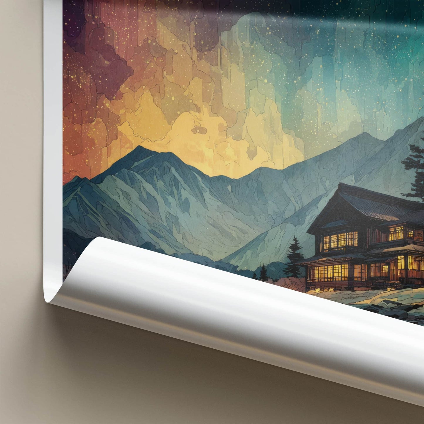 Hokkaido Poster - Japan Art Print - Mountain Lake Cabin Home Decor