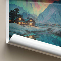 Hokkaido Poster - Japan Travel Art - Aurora Winter Landscape Home Decor