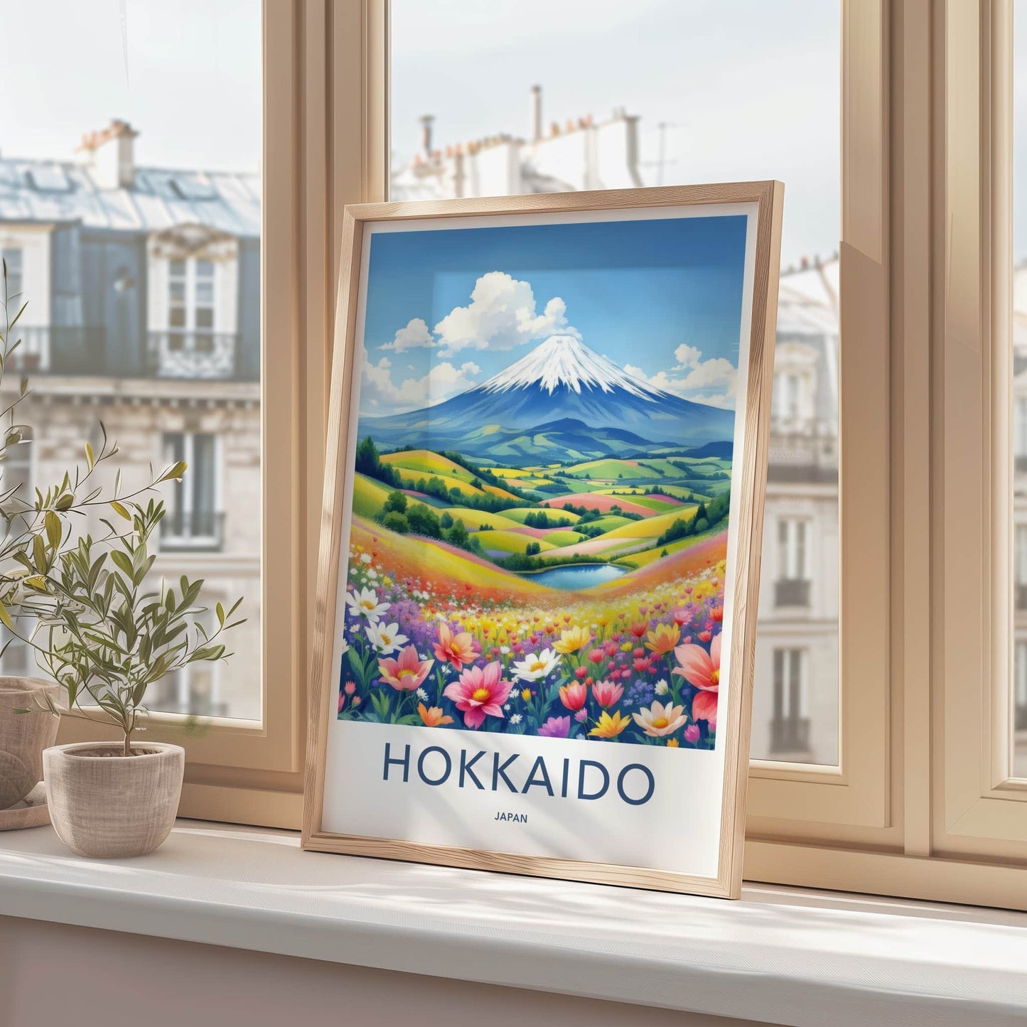 Hokkaido Poster - Japan Travel Art - Colorful Flower Fields Home Decor