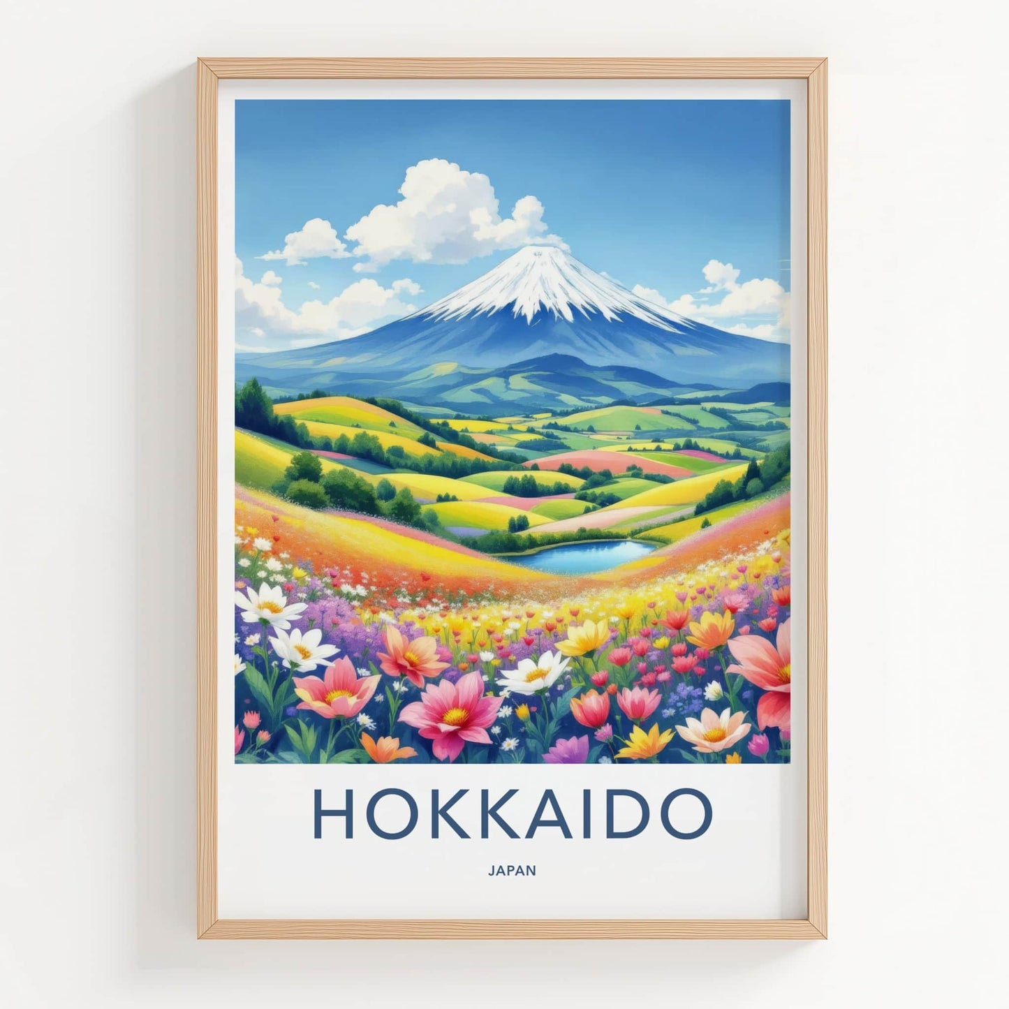 Hokkaido Poster - Japan Travel Art - Colorful Flower Fields Home Decor