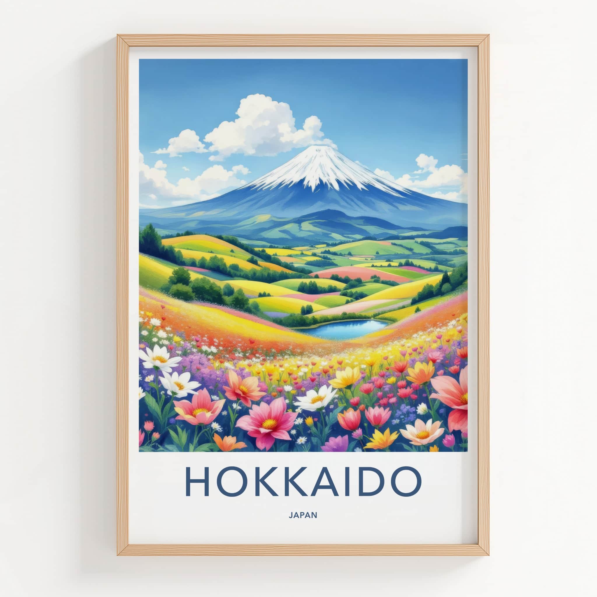 Hokkaido Poster - Japan Travel Art - Colorful Flower Fields Home Decor