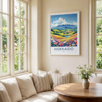 Hokkaido Poster - Japan Travel Art - Colorful Flower Fields Home Decor