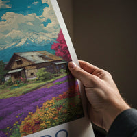 Hokkaido Poster - Japan Travel Art - Lavender Field Cabin Home Decor