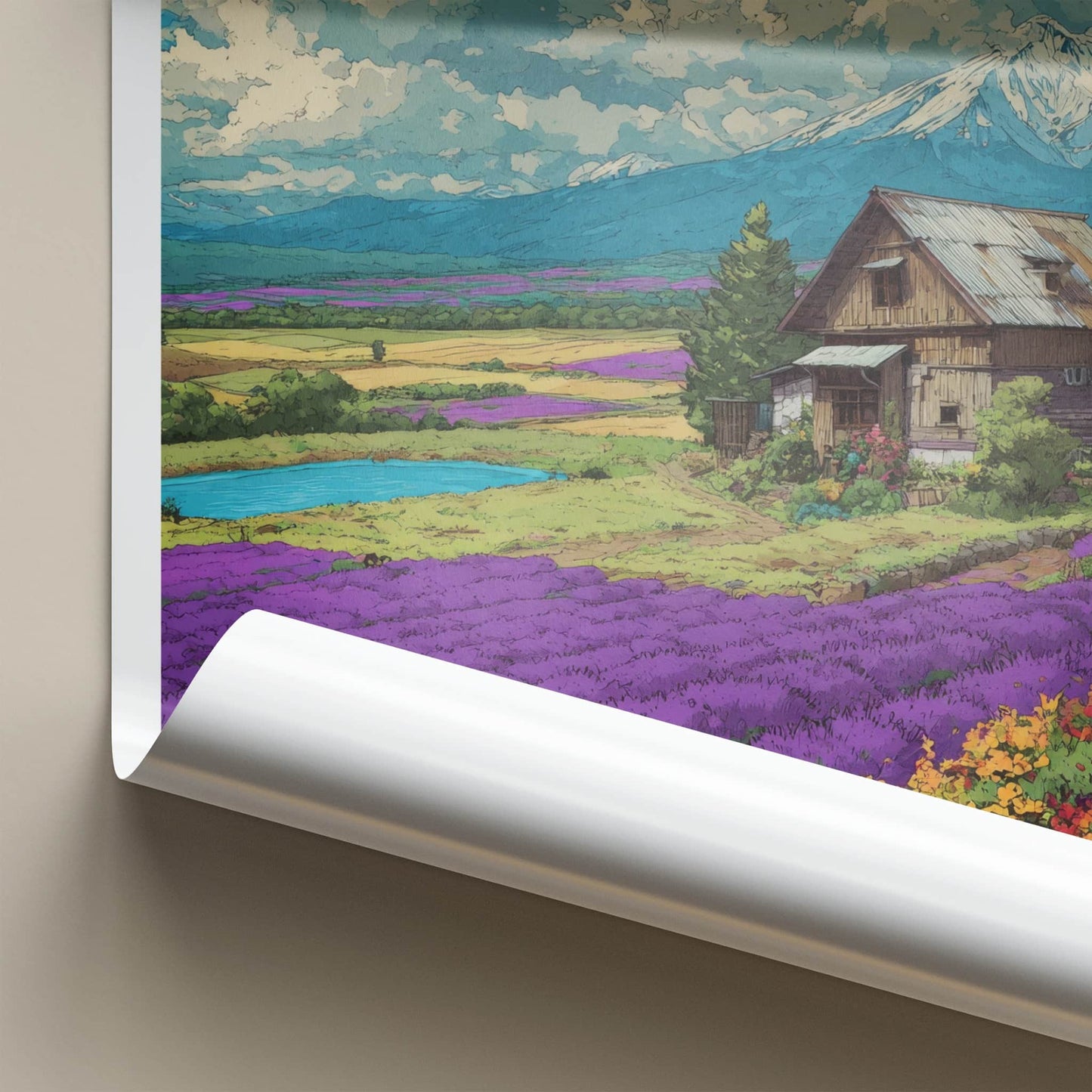 Hokkaido Poster - Japan Travel Art - Lavender Field Cabin Home Decor