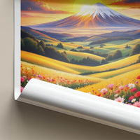 Hokkaido Poster - Japan Travel Art - Sunset Mountain Field Wall Decor