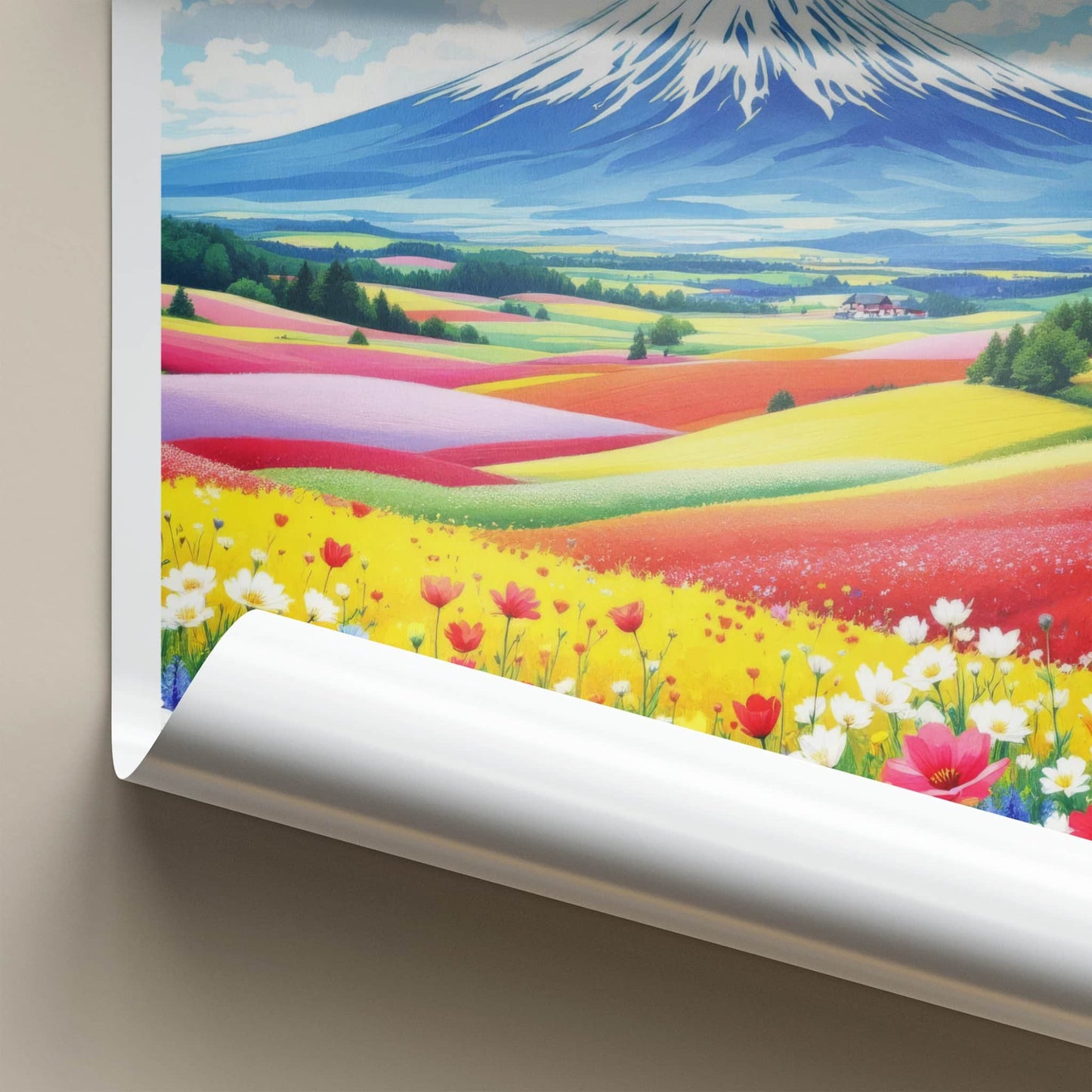 Hokkaido Poster - Japan Travel Art - Vibrant Flower Fields Home Decor