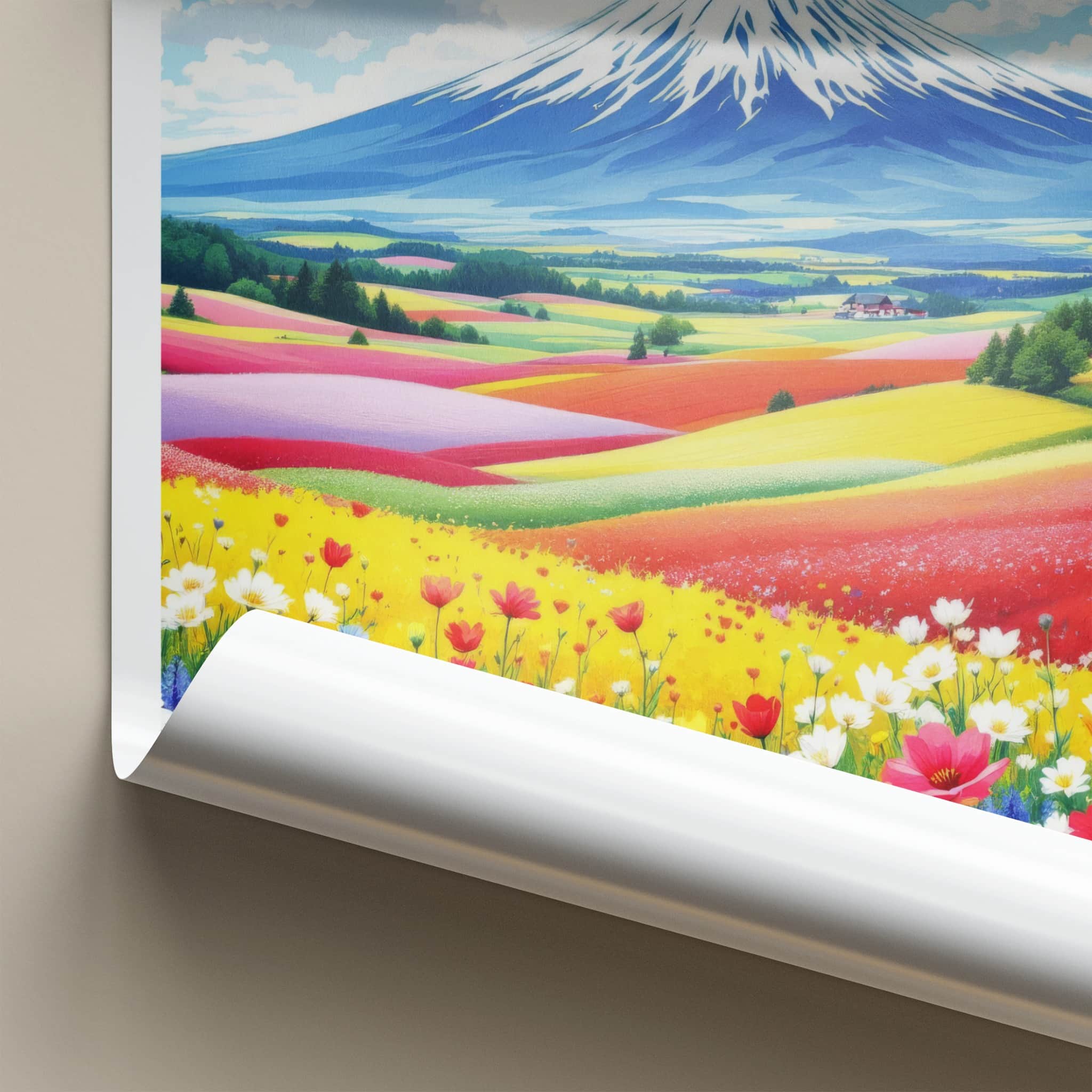 Hokkaido Poster - Japan Travel Art - Vibrant Flower Fields Home Decor