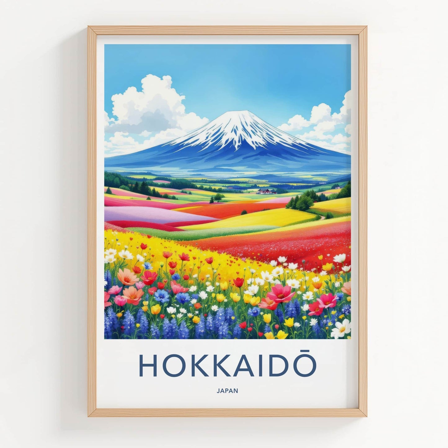 Hokkaido Poster - Japan Travel Art - Vibrant Flower Fields Home Decor