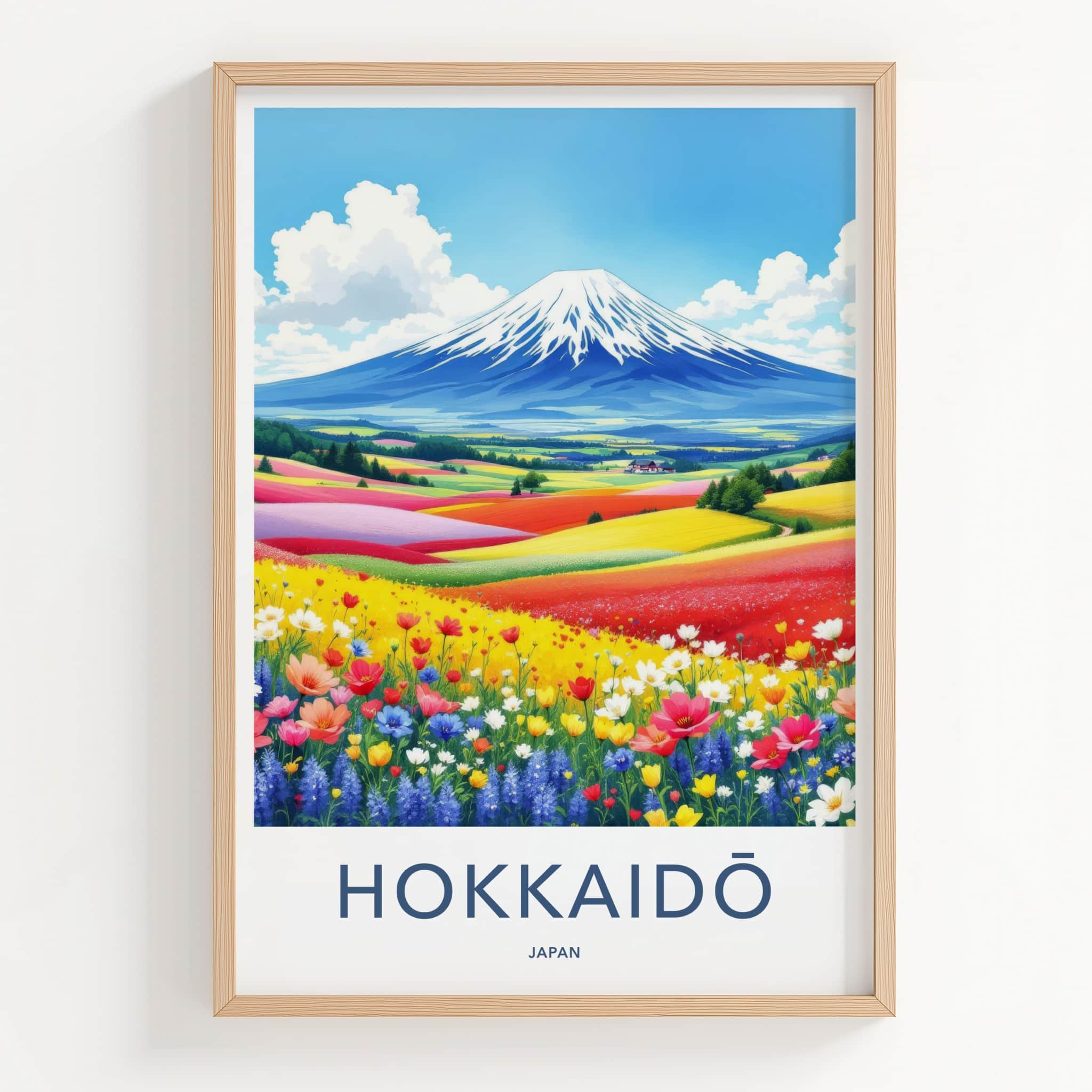 Hokkaido Poster - Japan Travel Art - Vibrant Flower Fields Home Decor