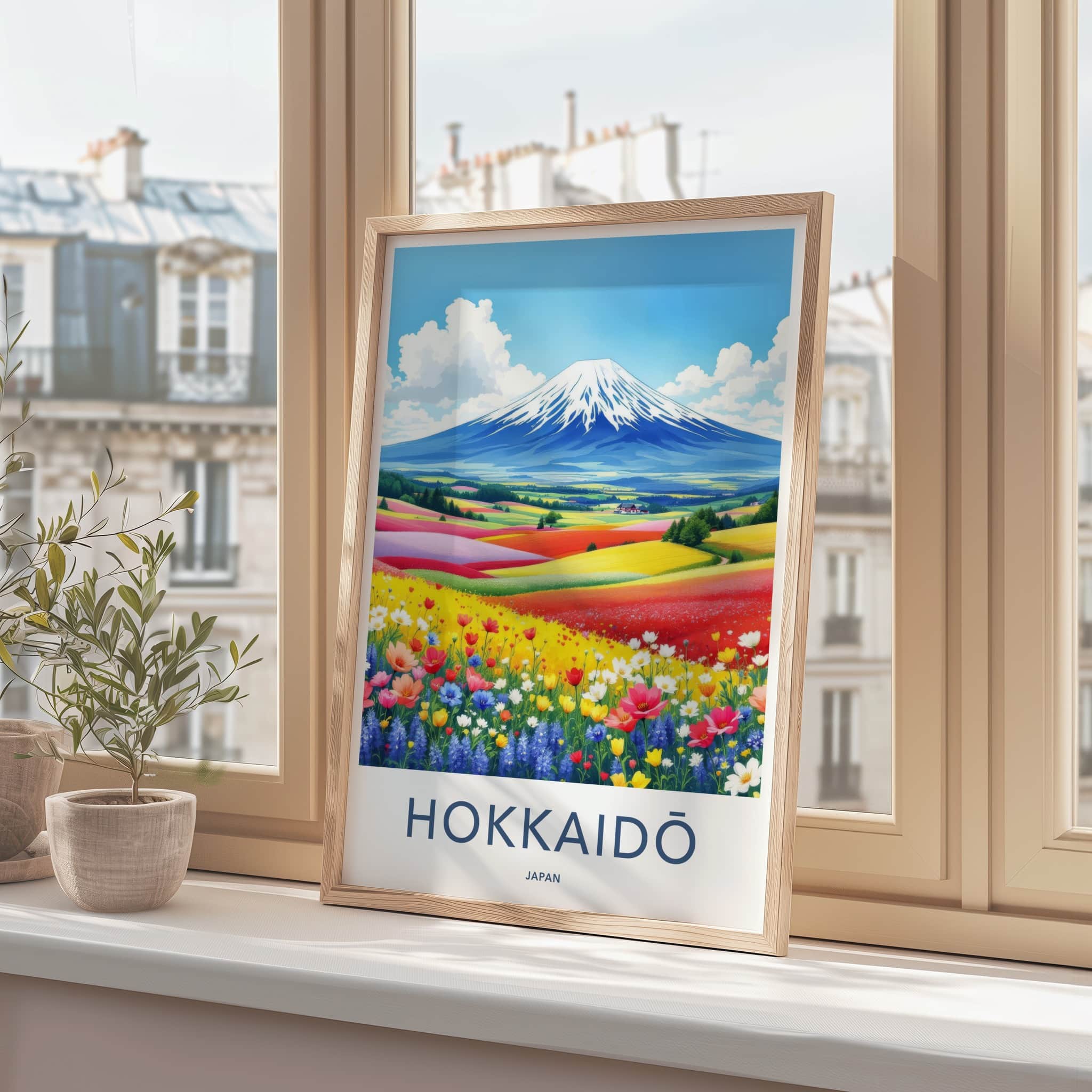 Hokkaido Poster - Japan Travel Art - Vibrant Flower Fields Home Decor
