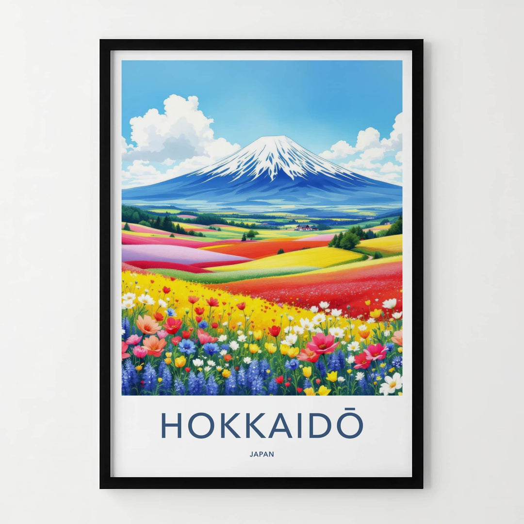 Hokkaido Poster - Japan Travel Art - Vibrant Flower Fields Home Decor