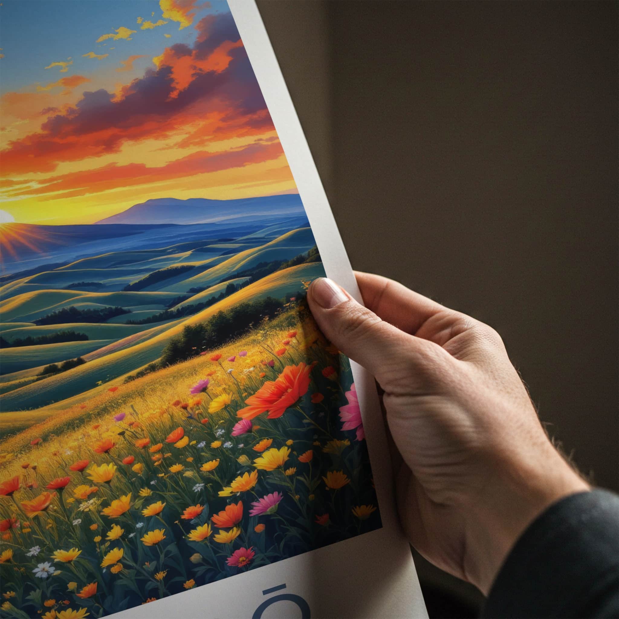 Hokkaido Poster - Japan Travel Print - Sunset Flower Hills Gallery Art