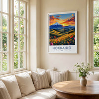 Hokkaido Poster - Japan Travel Print - Sunset Flower Hills Gallery Art
