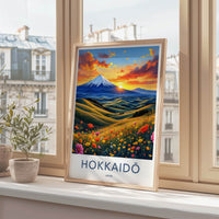 Hokkaido Poster - Japan Travel Print - Sunset Flower Hills Gallery Art