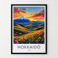 Hokkaido Poster - Japan Travel Print - Sunset Flower Hills Gallery Art