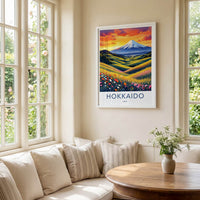 Hokkaido Poster - Japan Travel Print - Vibrant Mountain Meadow Home Decor